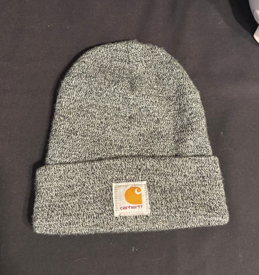 Men’s Women’s Carhartt A18 Cuffed Knit Beanie Hat White Gray Heather NEW